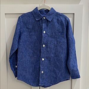 Janie and Jack Indigo Chambray Linen Button Down Shirt 3T NWOT